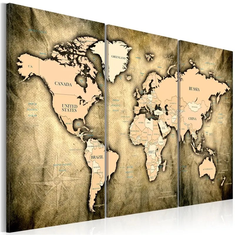 Quadro World Map  The Sands of Time  Colore Beige, Dimensioni e Misure 120x80