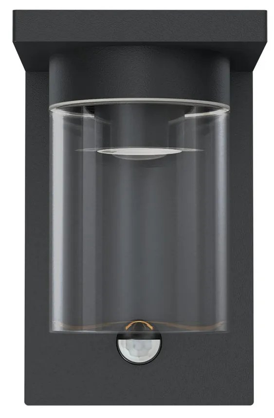 Applique Nera IP54 con Base E27 e Sensore di Movimento - Serie RIGA
