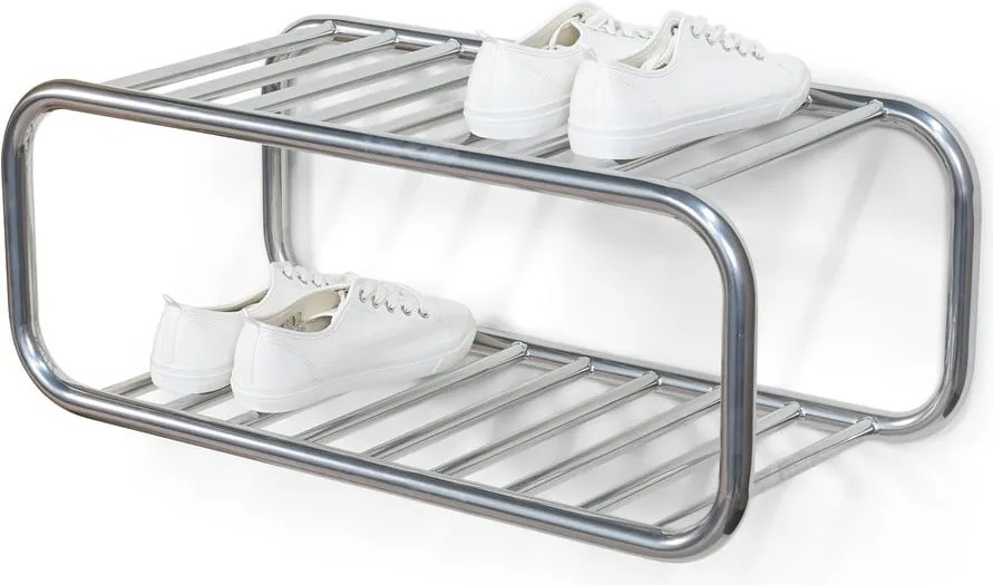 Scarpiera argentata in metallo da parete 72x28x35 cm Retro – Spinder Design