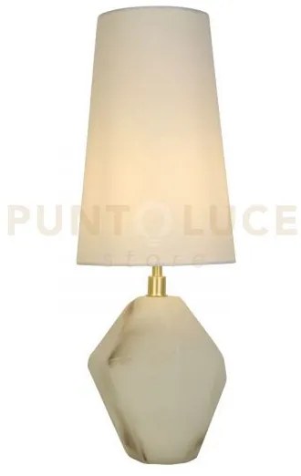 Lampada da tavolo apex 1lt, metallo ottone satinato, paralume bianco