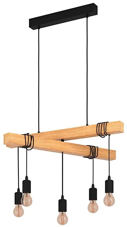 Eglo 43629 - Lampadario su corda TOWNSHEND 5xE27/60W/230V