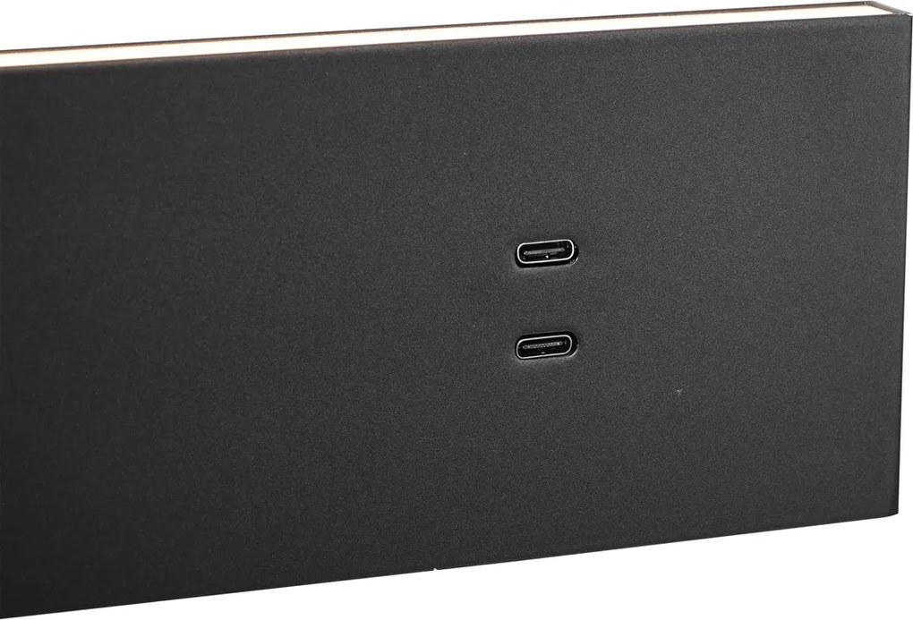 Set di 2 lampade da parete moderne nere regolabili con USB-C incl. LED - Modric
