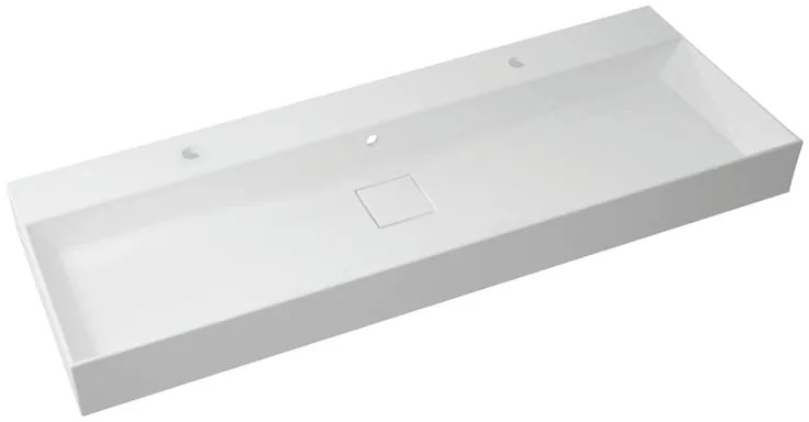 Lavabo a incasso rettangolare vasca centrale Neo L 135 x H 15 x P 49 cm in resina bianco lucido