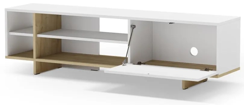 Tavolo TV bianco in rovere 160x44 cm Cequoia - Marckeric