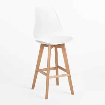 Pacco Di 2 Sgabelli Alti 75 Cm Con Cuscino In Similpelle Nordic Bianco - Sklum