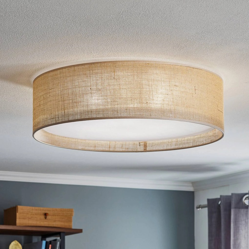 Plafoniera soffitto Juta TK Lighting, dimmerabile, Marrone / Ruggine, Soggiorno / Sala da pranzo, Tessuto / Stoffa / Seta, Plafoniera