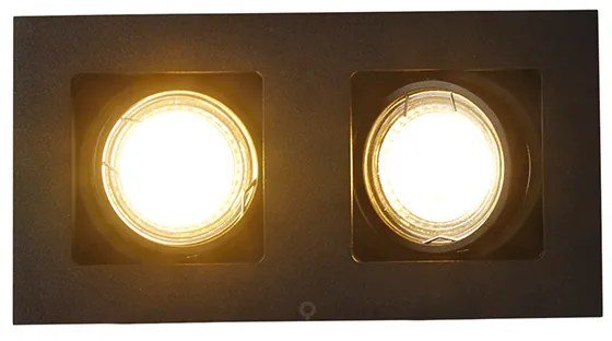 Faretto da incasso nero rettangolare 2 luci - Qure