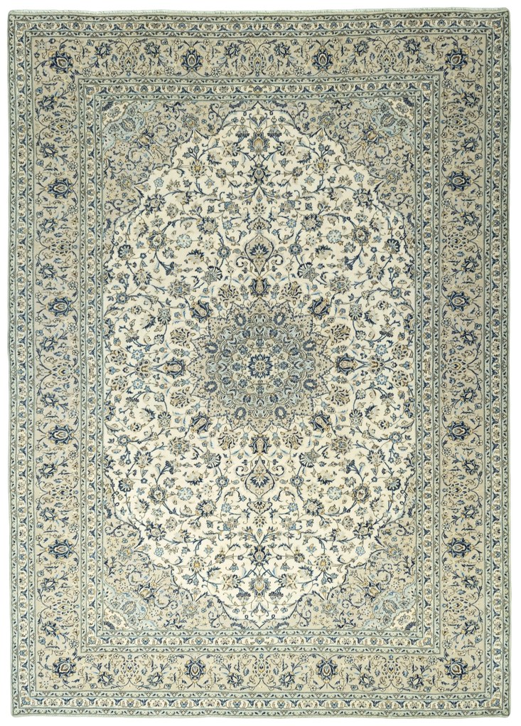 Kashan Tappeto 410 x 290 Beige (Iran) Annodato A Mano