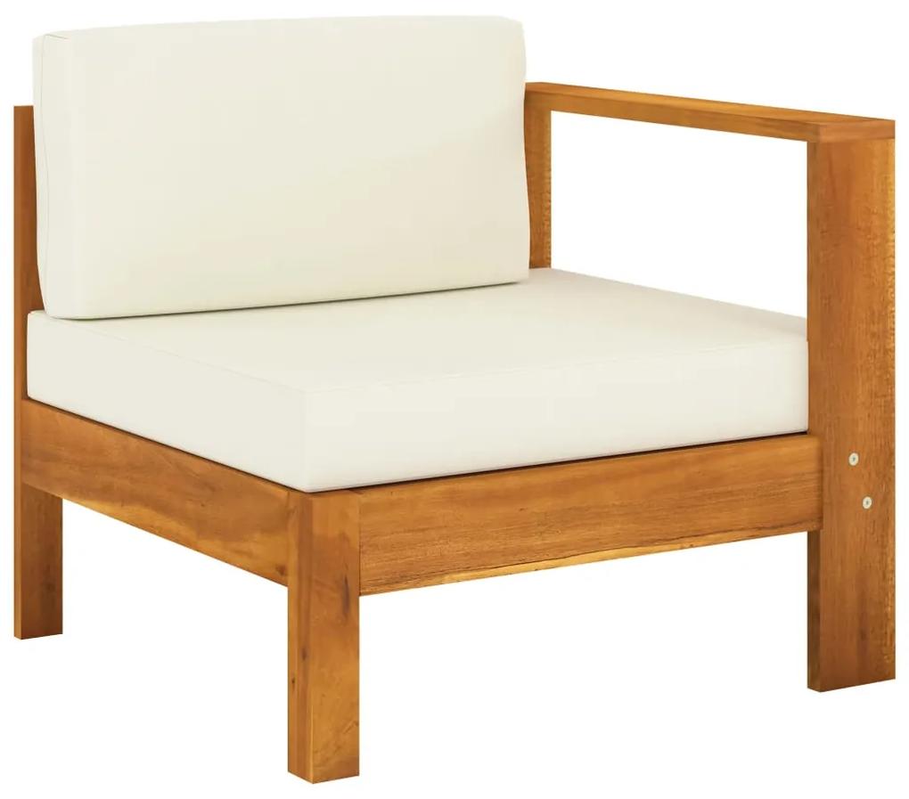 Set divani giardino 6 pz cuscini bianco crema in legno d&#039;acacia