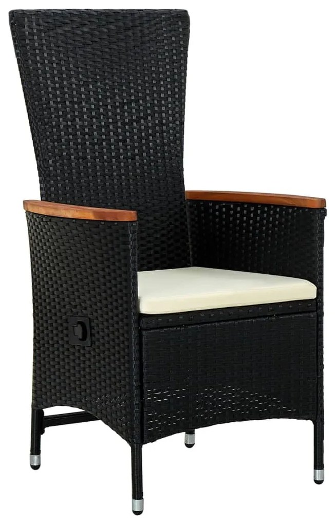 Set da pranzo da giardino 9 pz con cuscini nero