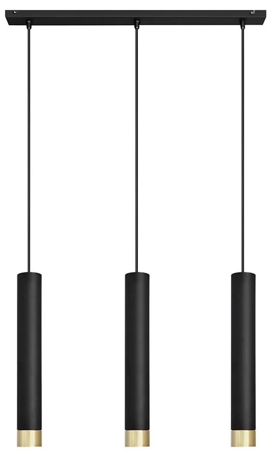 LED Lampadario a sospensione con filo TUBA 3xGU10/4,8W/230V nero/oro