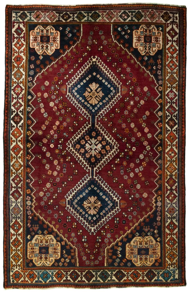 Shiraz Tappeto 240 x 160 Rosso (Iran) Annodato A Mano
