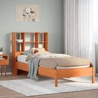 Letto Libreria senza Materasso Marrone Cera 90x200 cm in Pino 3322881