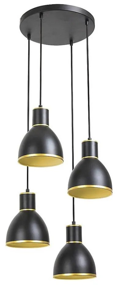 Rabalux 5604 - Lampadario a filo MACKENZIE 4xE27/60W/230V nero/oro