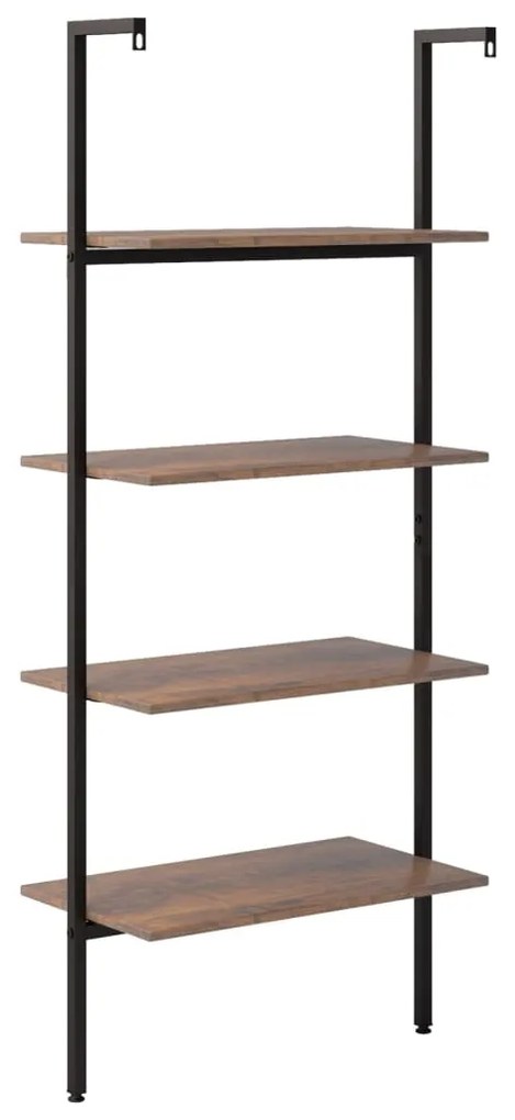 Scaffale pendente 4 livelli marrone scuro e nero 64x35x152,5 cm