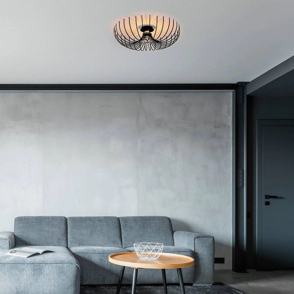 Plafoniera soffitto Aspendos N-639 Opviq, dimmerabile, Nero, Soggiorno / Sala da pranzo, Metallo, Plafoniera