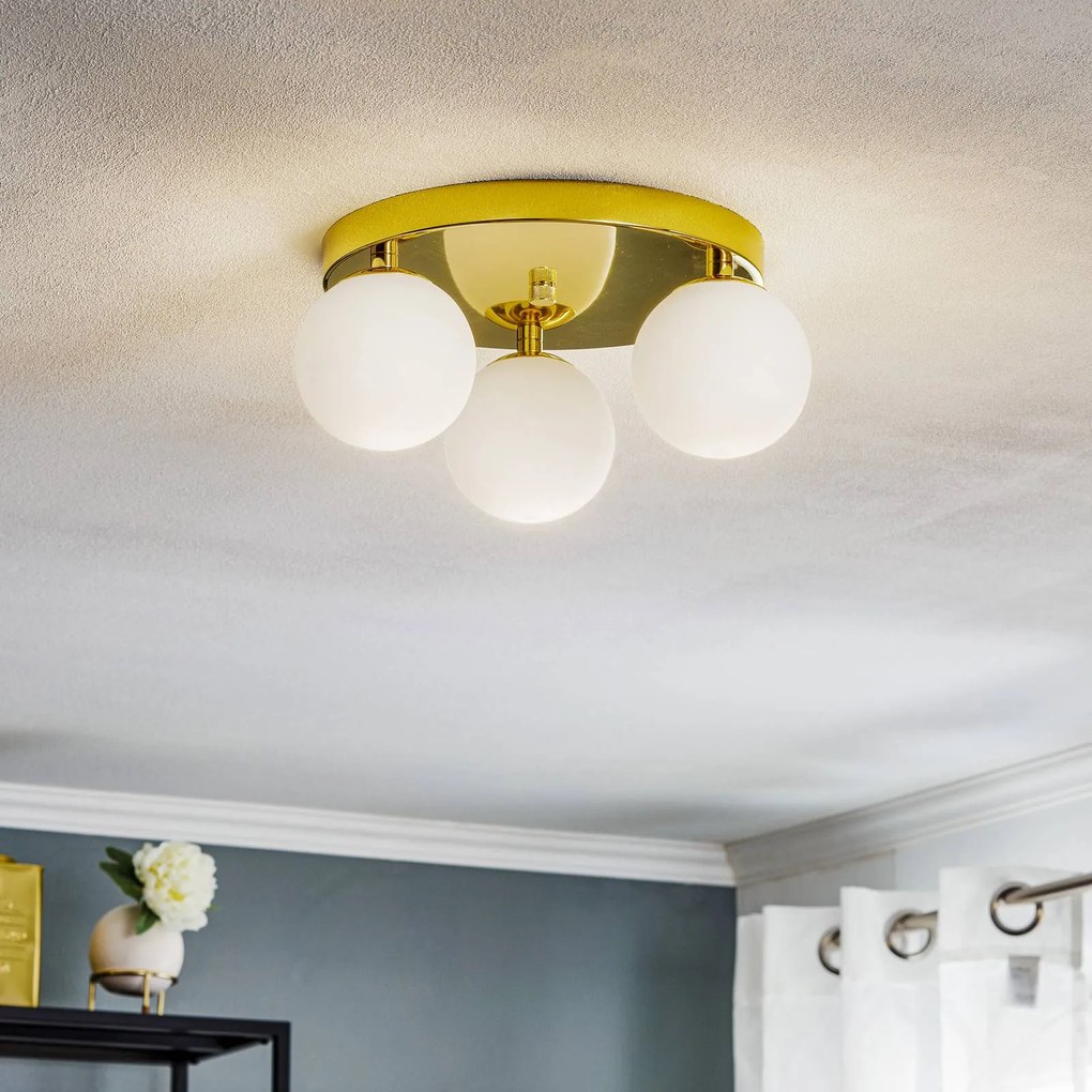 Plafoniera soffitto Fatis Argon, dimmerabile, Ottone / Oro, Soggiorno / Sala da pranzo, Metallo, Moderno, Plafoniera