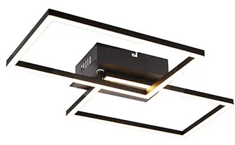 Plafoniera quadrata nera dimmerabile a 3 step - Plazas Novo