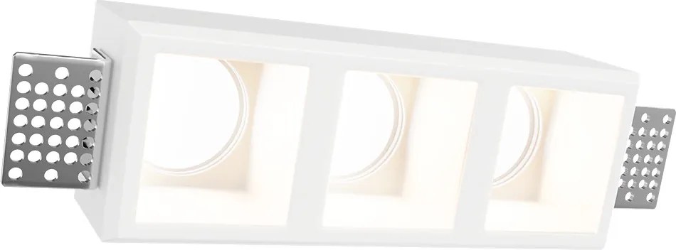 Portafaretto Rettangolare 220x80mm 3xGU10 in Gesso Pitturabile