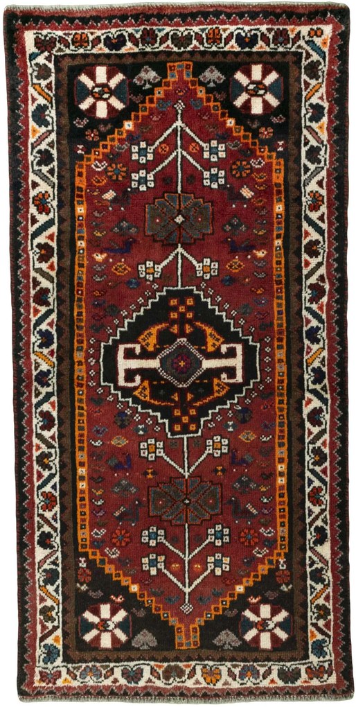 Shiraz Tappeto persiano 150x70 Rosso (Iran) Annodato A Mano