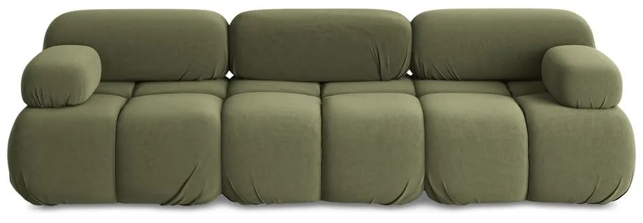 Divano componibile verde chiaro con rivestimento in velluto 285 cm Lokua – Makamii