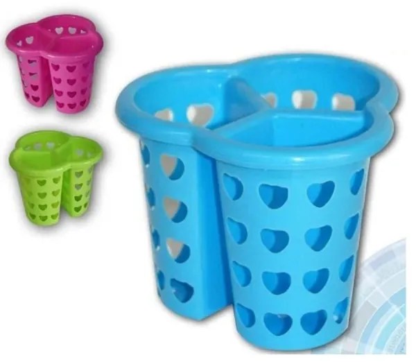 Trade Shop - Cestino Scolaposate Scola Porta Posate Cucina Plastica Colorato Cuori 3 Scomparti