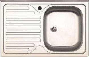 Lavello Appoggio Inox 1 Vasca Dx + Gocciolatoio Sx 80 Cm