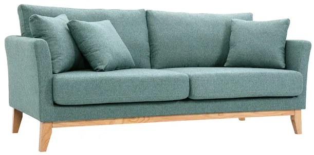 Divano scandinavo sfoderabile 3 posti in tessuto grigio-verde e legno chiaro OSLO