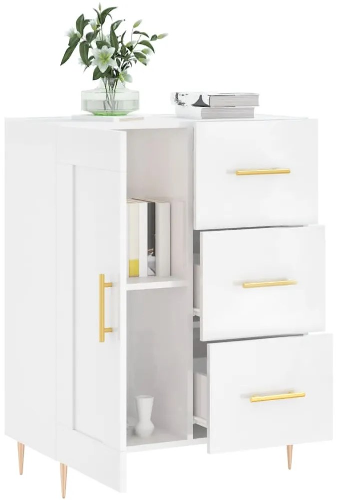 Credenza 69,5x34x90 cm in legno multistrato bianco lucido