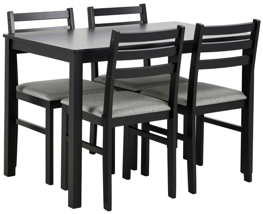Set TORINO tavolo + 4 sedie Nero/Grigio Chiaro (tessuto Sawana 21) – SET IN LEGNO PER CUCINA/SALA DA PRANZO