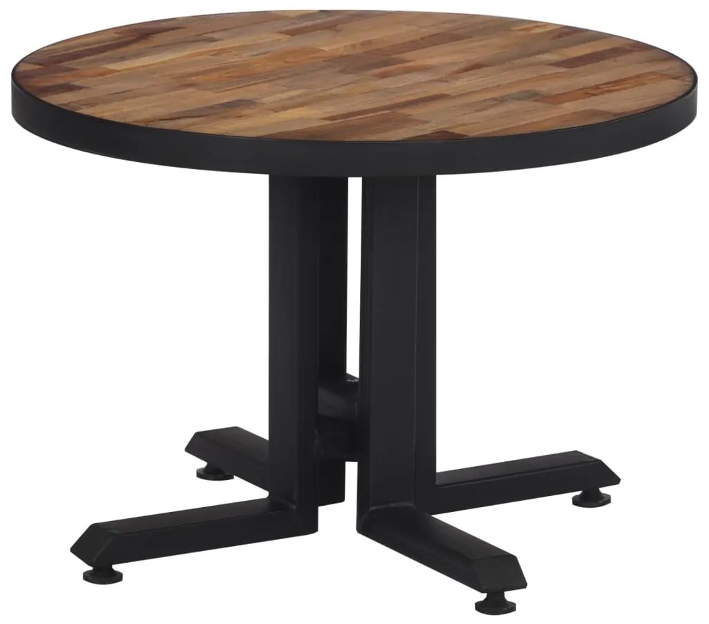 Tavolino Da Salotto Rotondo Ø55x40cm Massello Teak Di Recupero /