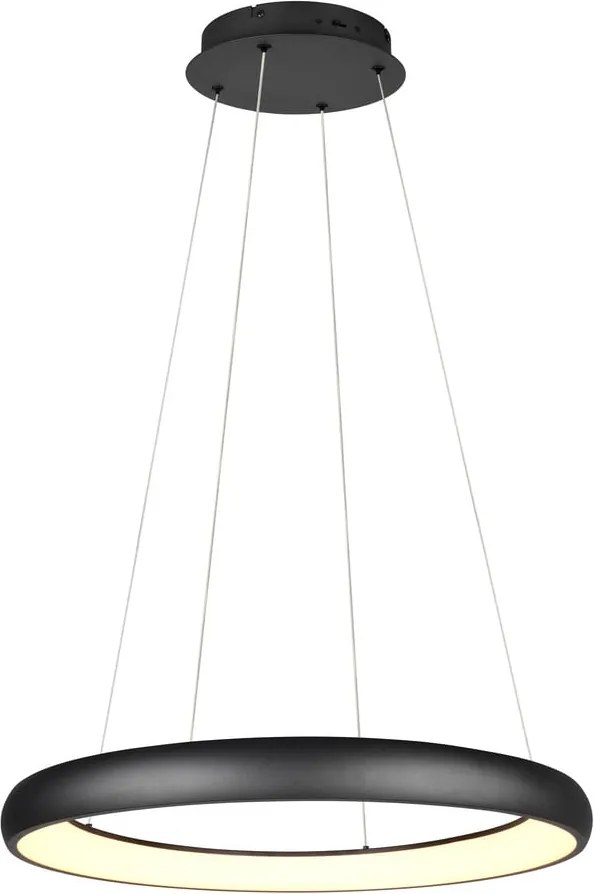 Lampadario nero opaco a LED dimmerabile con paralume in metallo ø 75 cm Cardona - Trio