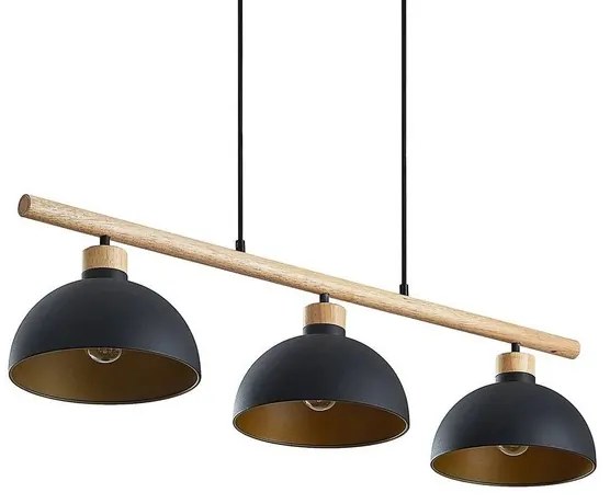 Tirzana 3 Lampada a Sospensione Black/Light Wood - Lindby