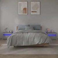 Comodini 2 pz con Luci LED Grigio Sonoma 60x35x40 cm 3144973