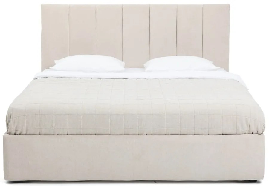 Letto matrimoniale imbottito beige con contenitore, materasso e rete inclusi 160x200 cm Thessa Bold Line – Bonami Selection
