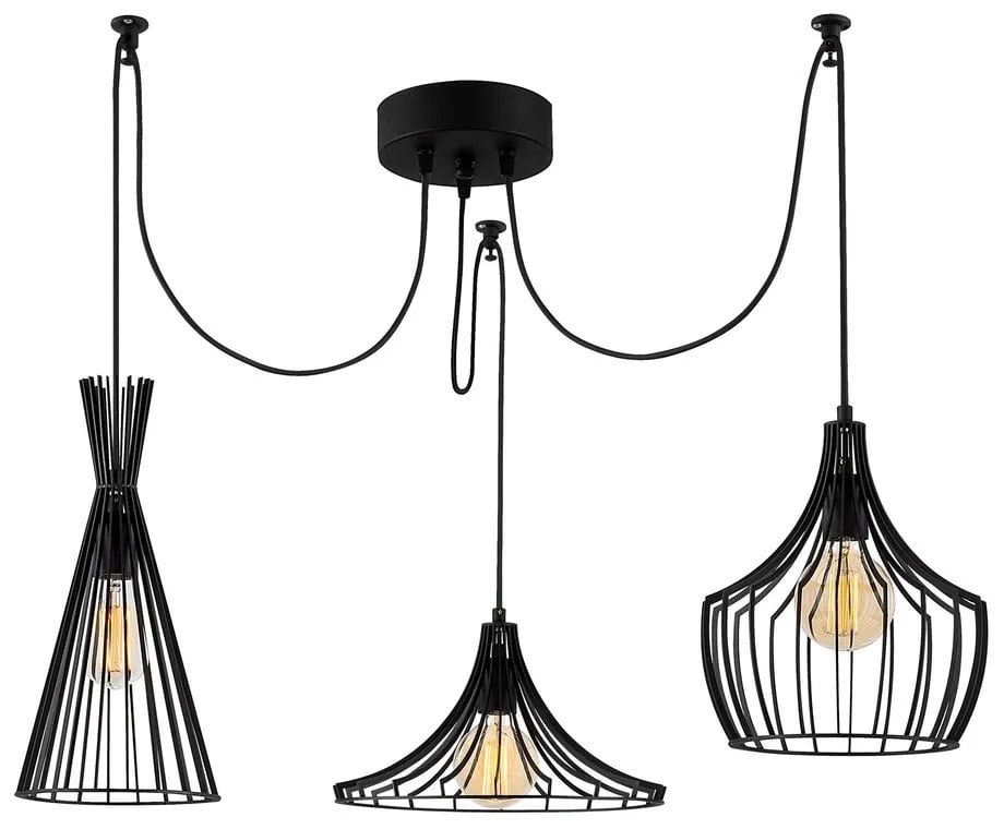 Lampadario nero con paralume in metallo Mezopotamya – Opviq lights