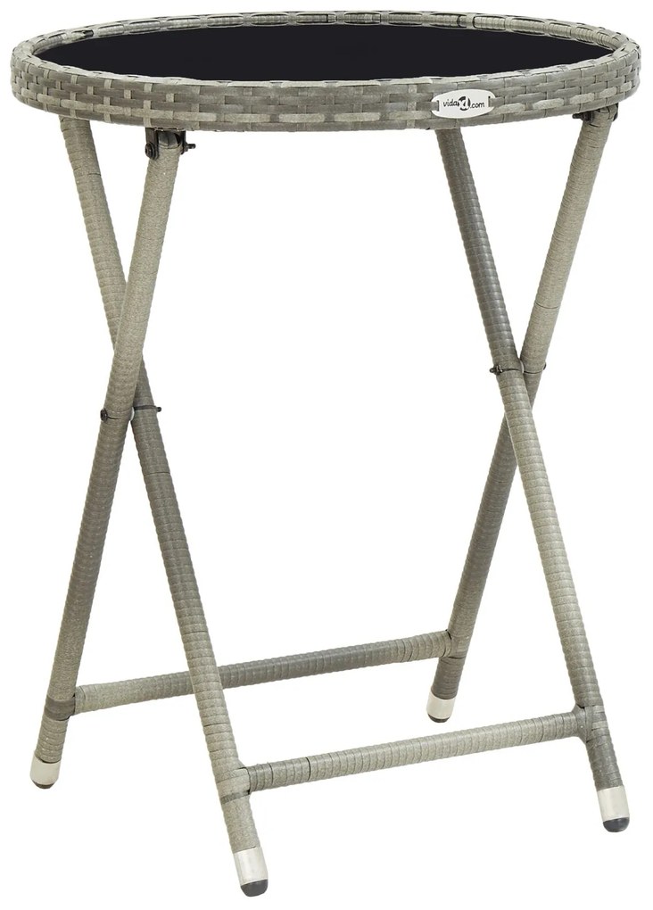 Set da giardino 3 pezzi con cuscini grigio in polyrattan