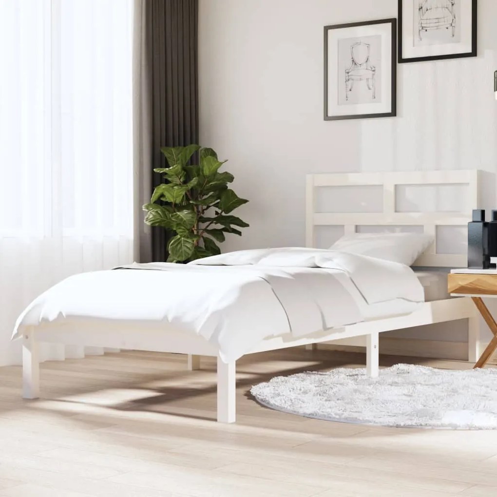 Giroletto Bianco 90x190 Cm Single İn Legno Massello /