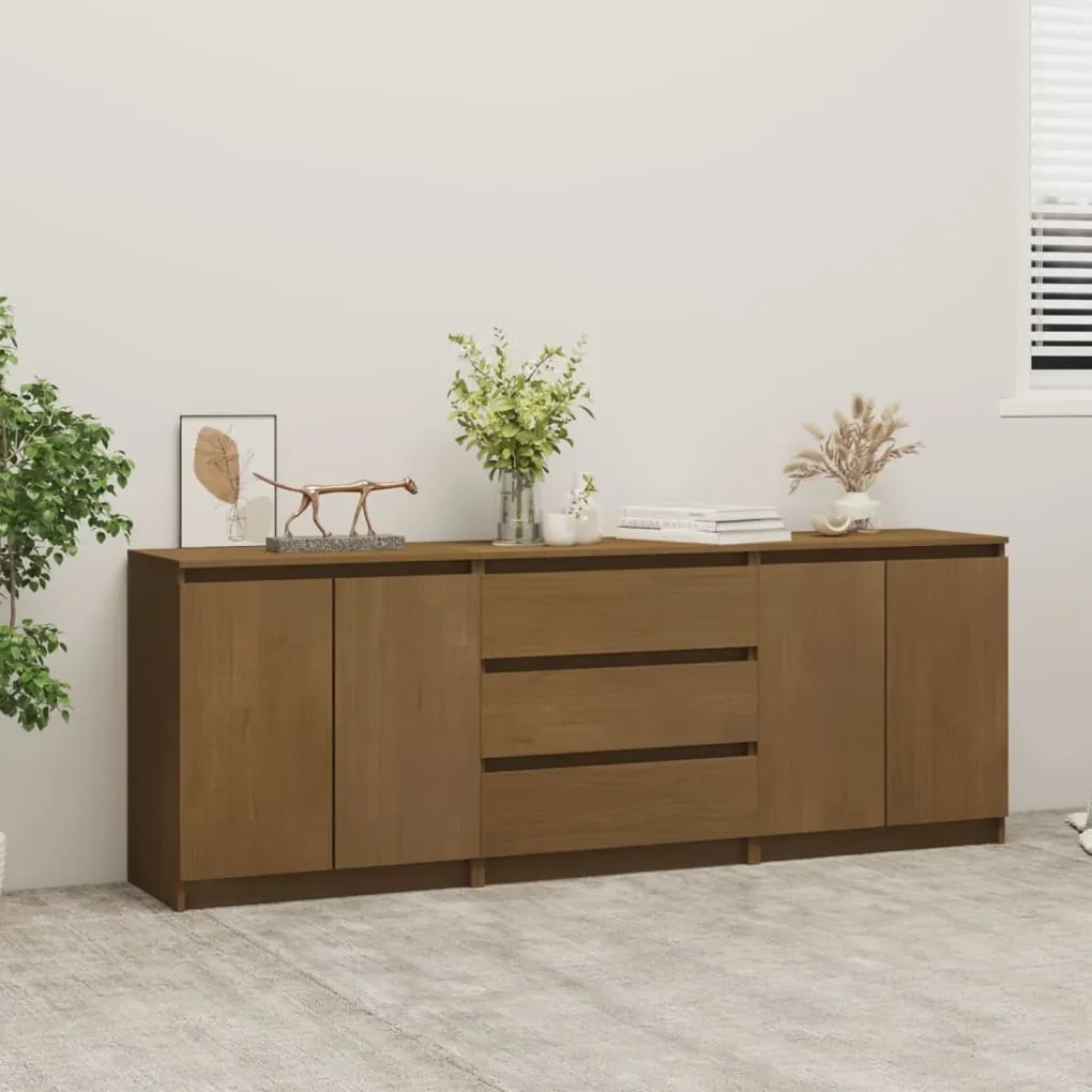 Credenza marrone miele 180x36x65 cm in legno massello di pino