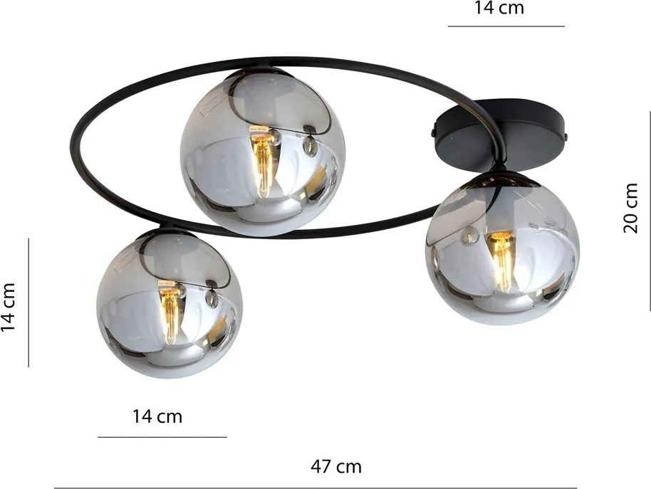 Lampada da soffitto in acciaio SOPRA 3 da interno 3xE14