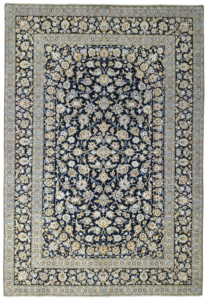 Kashan Tappeto persiano 370 x 260 Blu (Iran) Annodato A Mano