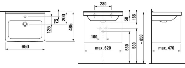 JIKA H8104240001041 - Lavabo sospeso CUBITO 65x48,5 cm ceramica/bianco