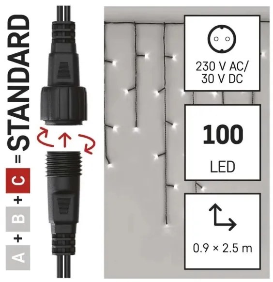 Catena LED natalizia da esterno 100xLED/2,5x0,9m IP44 bianco freddo