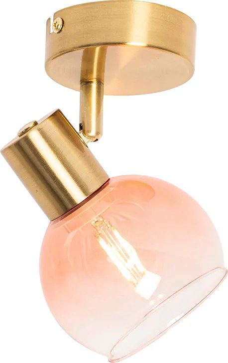 Spot Art Déco Oro con Vetro Rosa - Vidro