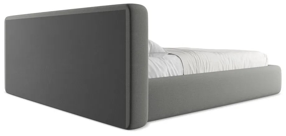 Letto matrimoniale imbottito grigio con contenitore con griglia 180x200 cm Kiana - Makamii