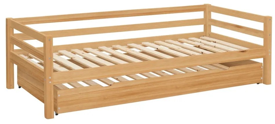 Letto da bambini estraibile di colore naturale in pino massiccio 90x200 cm Alpi – Støraa