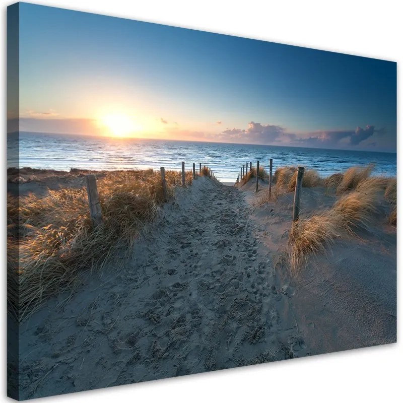 Quadro su tela, Spiaggia Mare Sabbia Tramonto  Dimensioni 100x70