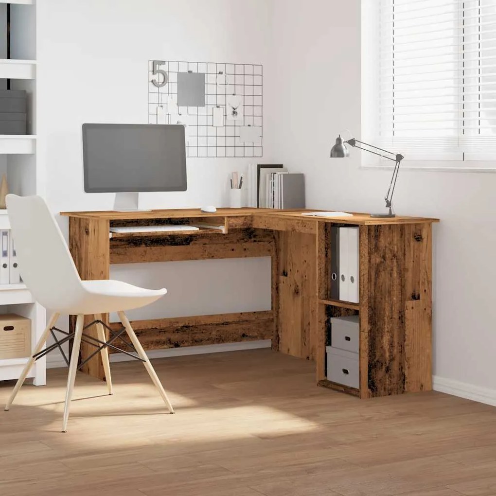 Scrivania angolare legno antico 120x140x75 cm legno multistrato