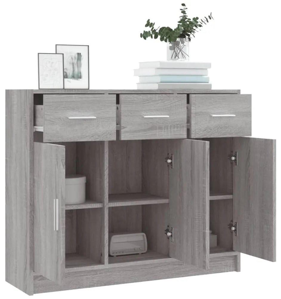 Credenza grigio sonoma 91x28x75 cm in legno multistrato