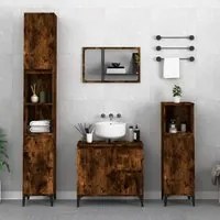 Set Mobili da Bagno 3 pz Rovere Fumo in Legno Multistrato 3185548